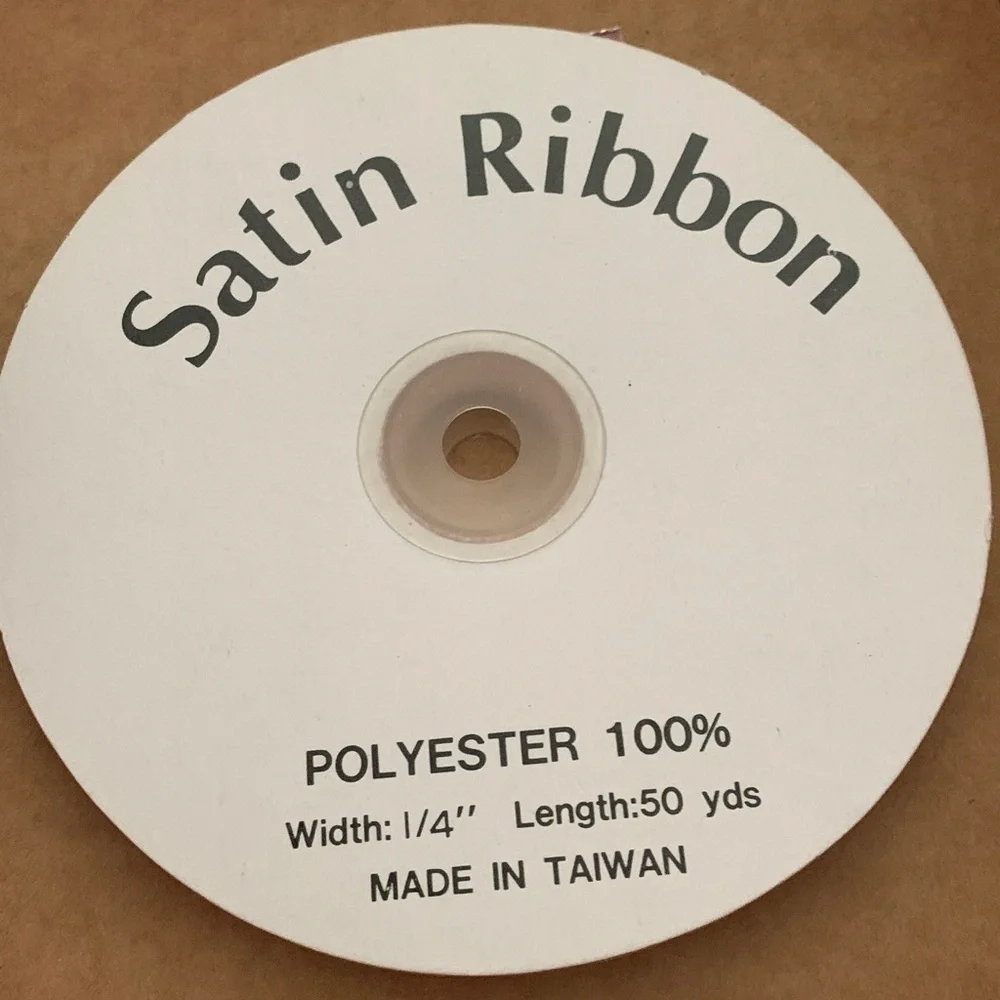 Pink Roll Satin Ribbon with Silver Edging 50 yds.